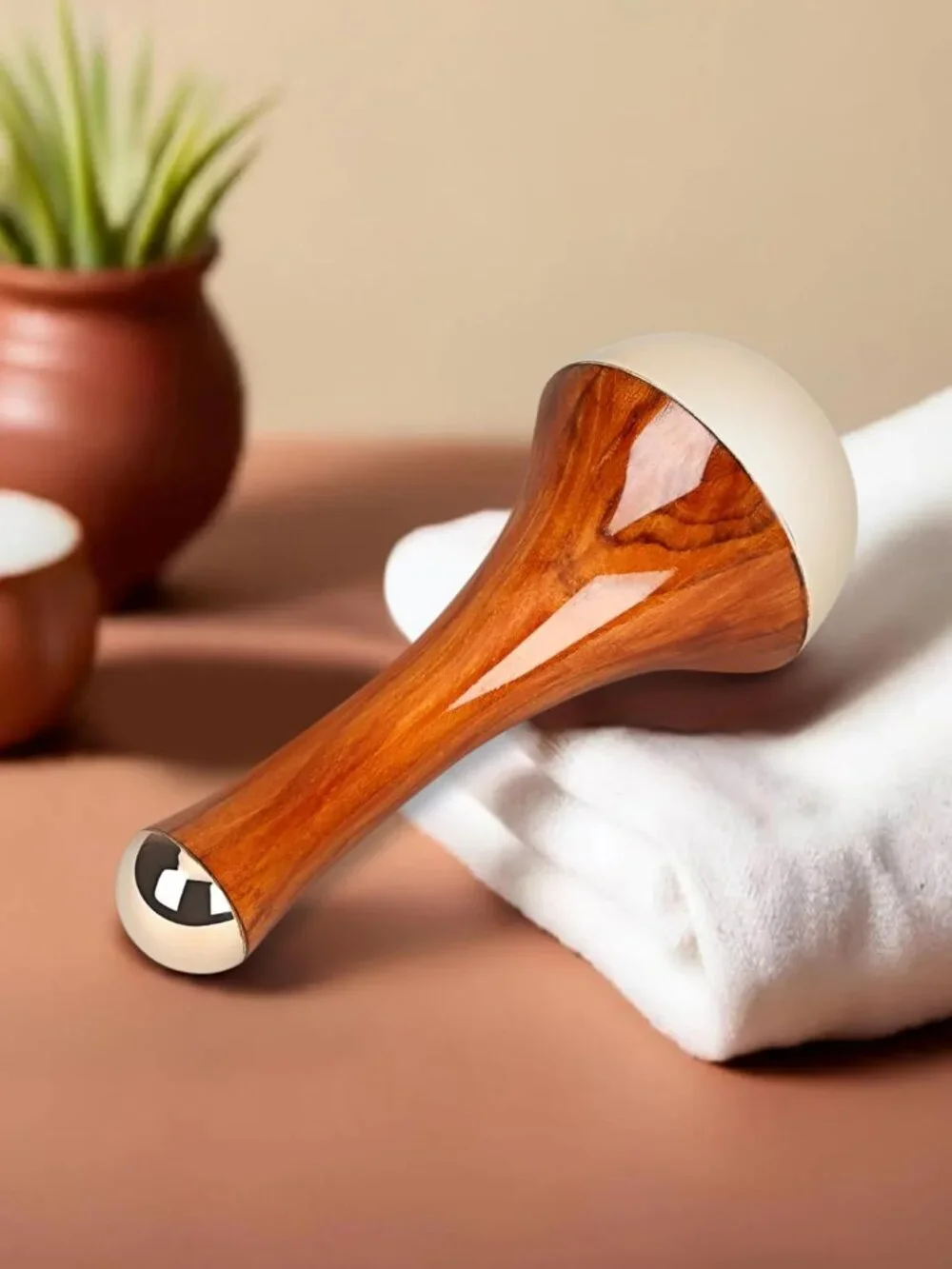 Ayurvedic Kansa Wand Face, Foot & Body Massager – 2-in-1 Bronze Massage Tool